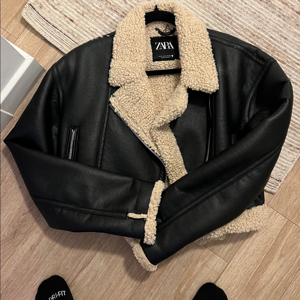 ZARA DOUBLE FACED JACKET BLACK - SMALL - Picture 5 of 6